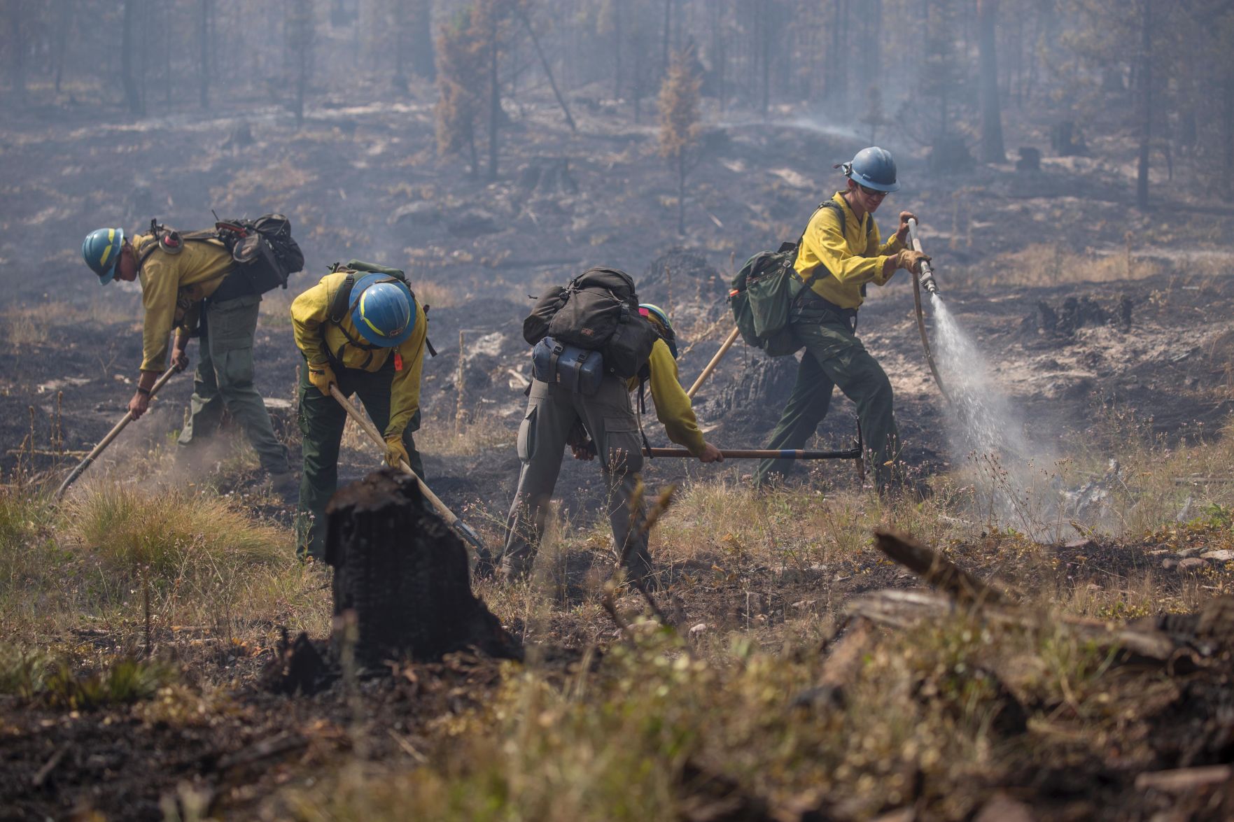 Firefighters work the Liberty Fire in early August.